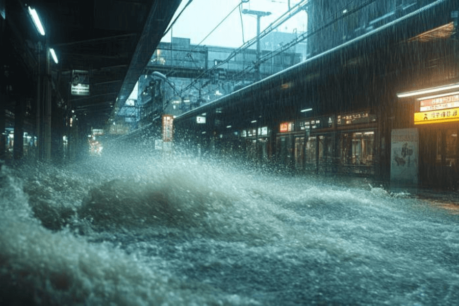 市ヶ谷駅　洪水1