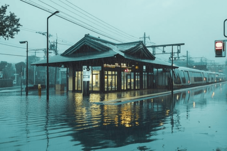 市ヶ谷駅　洪水2